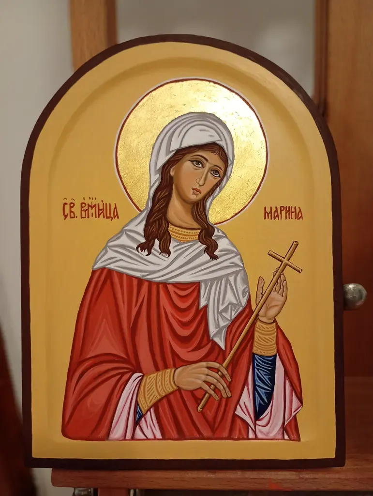 Огњена Марија (Св. Марина) — ручно сликана икона, јајчана темпера
